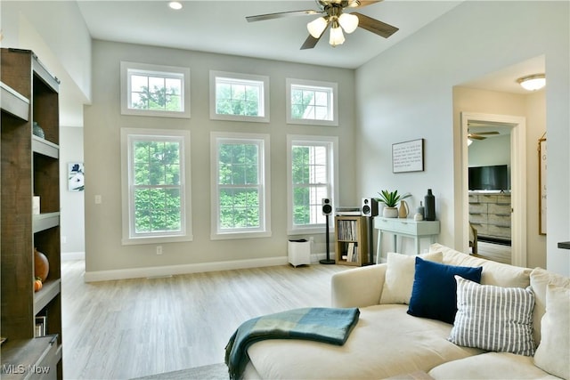 125 Fitch Blvd Unit 254, Youngstown, OH 44515 - living area featuring ceiling fan and wood finished floors