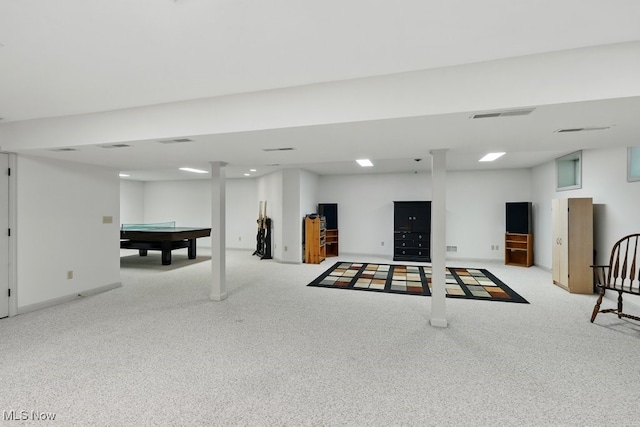 1497 Hunting Hollow Dr, Hudson, OH 44236 - finished basement with pool table and carpet floors