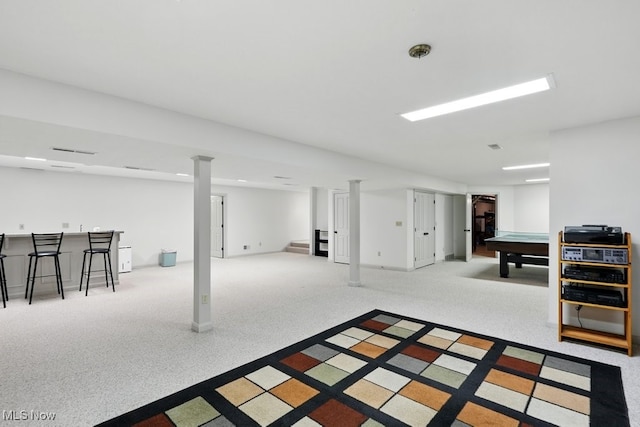 1497 Hunting Hollow Dr, Hudson, OH 44236 - finished basement featuring billiards, carpet flooring, and bar