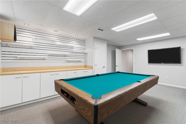 4270 Sir Robert Ave, North Royalton, OH 44133 - recreation room featuring carpet and a drop ceiling