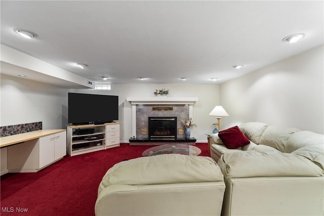 4270 Sir Robert Ave, North Royalton, OH 44133 - living room with dark carpet and a high end fireplace