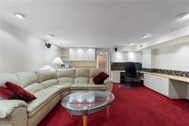 4270 Sir Robert Ave, North Royalton, OH 44133 - living room featuring built in study area and dark carpet