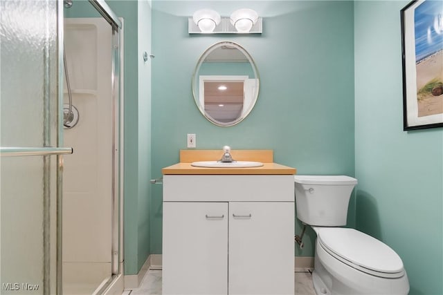 4270 Sir Robert Ave, North Royalton, OH 44133 - bathroom featuring a shower stall, vanity, and marble look tiles