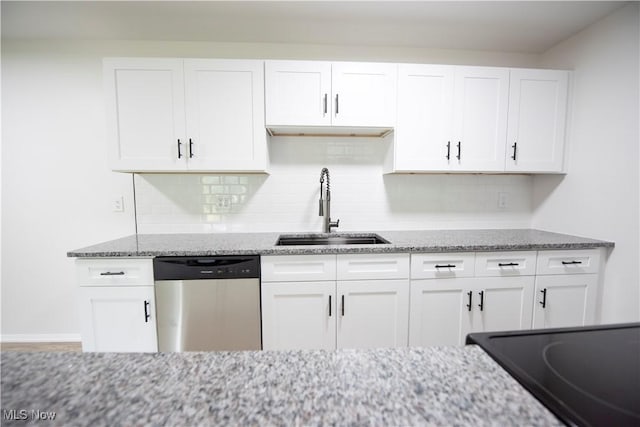 8507 Akins Rd Unit C-2, North Royalton, OH 44133 - kitchen with dishwasher, white cabinets, light stone counters, tasteful backsplash, and electric range