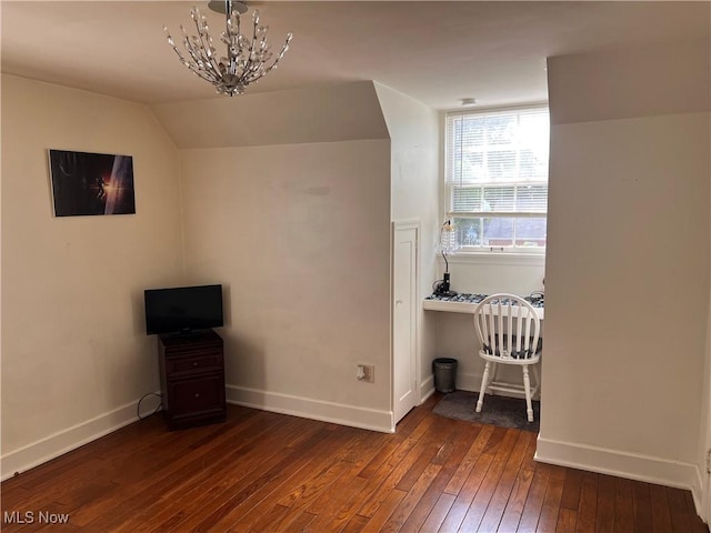 913 Home Cir, Salem, OH 44460 - bedroom featuring hardwood / wood-style floors, a chandelier, and vaulted ceiling
