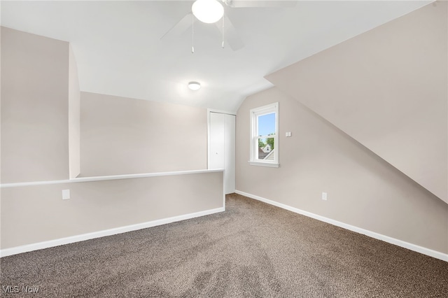 452 E 329th St, Willowick, OH 44095 - additional living space featuring lofted ceiling, carpet, and ceiling fan