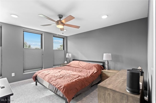 2317 Scranton Rd, Cleveland, OH 44113 - carpeted bedroom featuring a ceiling fan and recessed lighting