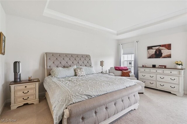 8488 Raya Ln, Streetsboro, OH 44241 - bedroom with light colored carpet and a raised ceiling