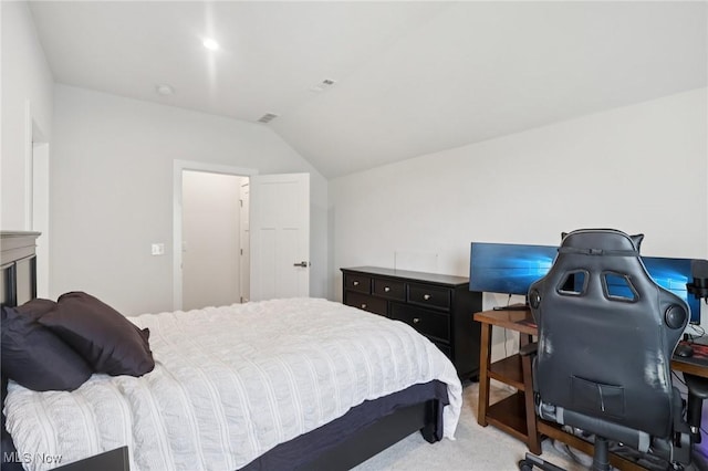 8488 Raya Ln, Streetsboro, OH 44241 - bedroom with vaulted ceiling, light carpet, and a desk