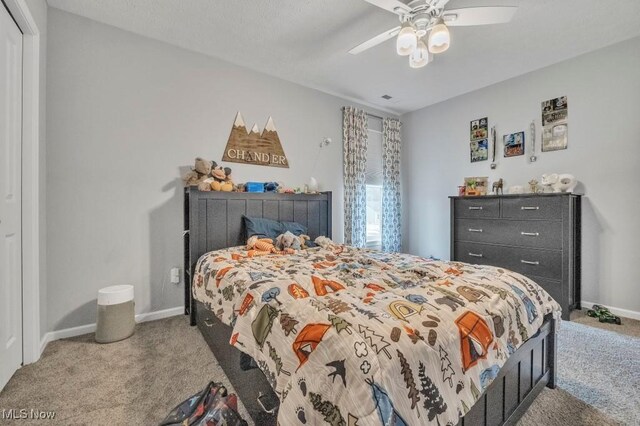 13196 Barrington Dr, Grafton, OH 44044 - bedroom featuring carpet flooring, ceiling fan, and a closet
