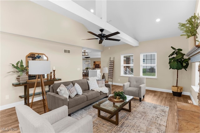 381 Lauretta Ln, Hubbard, OH 44425 - living area featuring wood finished floors, a ceiling fan, and recessed lighting