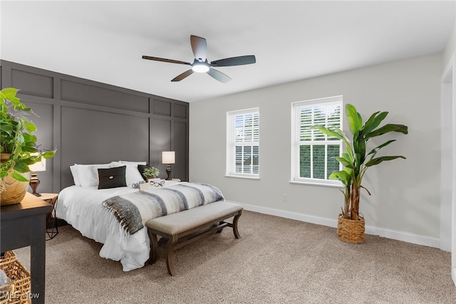 381 Lauretta Ln, Hubbard, OH 44425 - bedroom featuring light carpet, a decorative wall, and ceiling fan