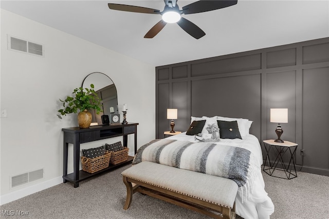 381 Lauretta Ln, Hubbard, OH 44425 - bedroom with light colored carpet, a decorative wall, and a ceiling fan