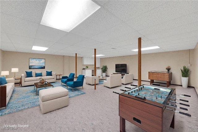 4035 Evergreen Ln, Richfield, OH 44286 - rec room with carpet floors and a paneled ceiling