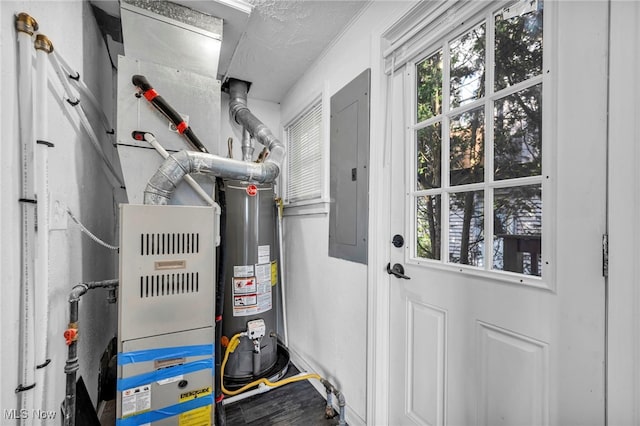 7569 Lake Shore Blvd, Madison, OH 44057 - utility room featuring electric panel and water heater