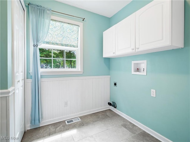 32969 Durrell Ave, Avon Lake, OH 44012 - washroom featuring hookup for a washing machine, cabinet space, a wainscoted wall, and electric dryer hookup