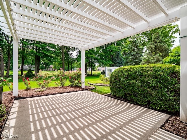 32969 Durrell Ave, Avon Lake, OH 44012 - view of patio / terrace with a pergola and view of wooded area