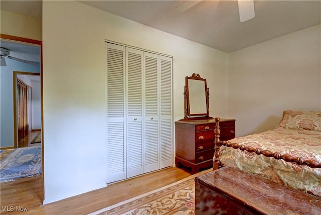 27008 Sweetbriar Dr, North Olmsted, OH 44070 - bedroom with wood finished floors, a closet, and ceiling fan