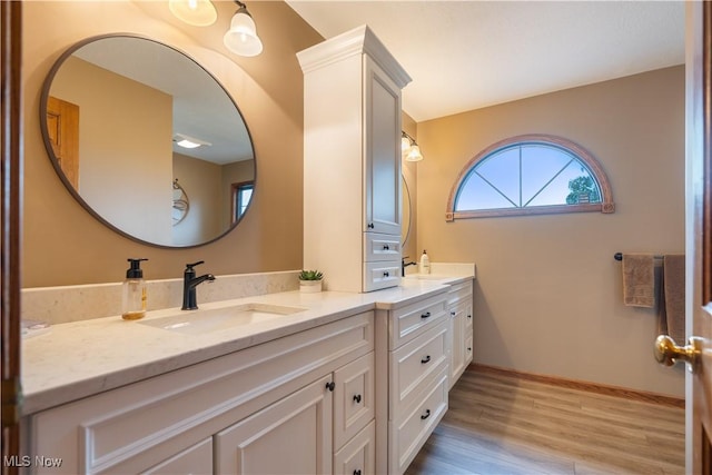 6884 Mapleridge Cir NW, Canton, OH 44718 - full bathroom featuring double vanity and wood finished floors