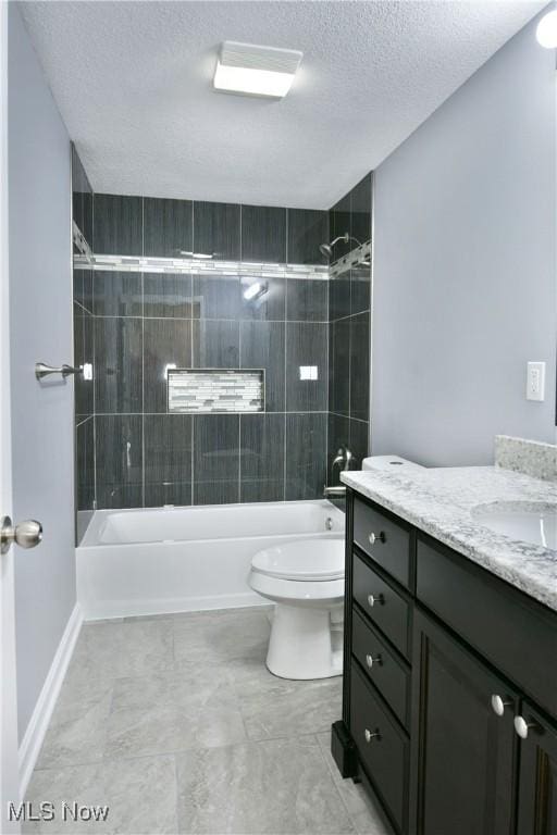 22 Camrose Dr, Niles, OH 44446 - bathroom with vanity, a textured ceiling, and washtub / shower combination