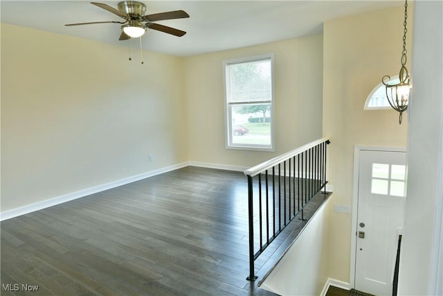 22 Camrose Dr, Niles, OH 44446 - foyer with dark wood finished floors and ceiling fan