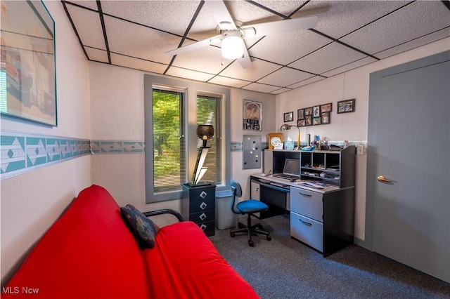 265 Schneiders Crossing Rd NW, Dover, OH 44622 - carpeted office with a paneled ceiling and a ceiling fan