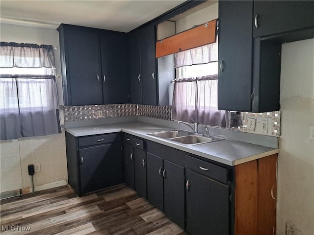 2239 N Ridge Rd E, Lorain, OH 44055 - kitchen featuring dark wood-style floors, plenty of natural light, light countertops, and tasteful backsplash