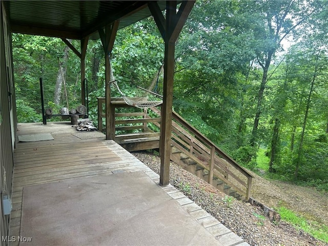61342 High Hill Rd, Cambridge, OH 43725 - wooden deck with a wooded view