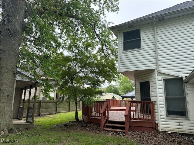 5330 Willow Ln, Sheffield Lake, OH 44054 - view of yard featuring a wooden deck
