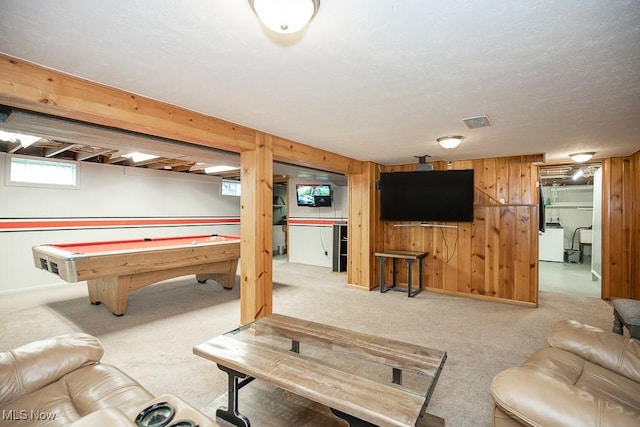 505 Lansing Rd, Akron, OH 44312 - rec room with carpet, billiards, and wood walls