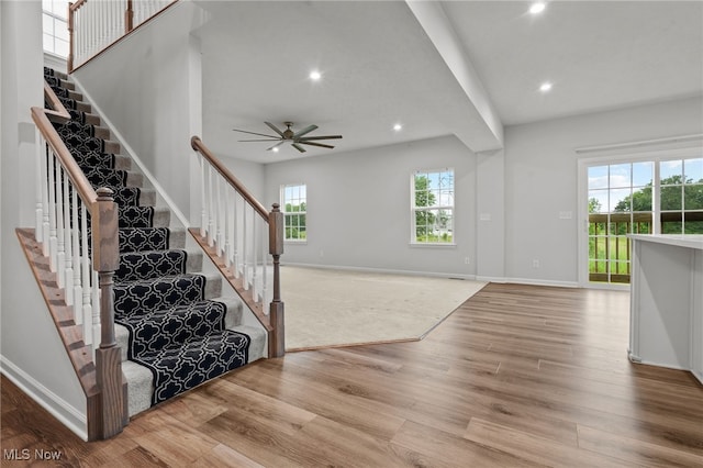 1809 Muirfield Ln, Painesville, OH 44077 - foyer with wood finished floors, stairs, recessed lighting, and a ceiling fan