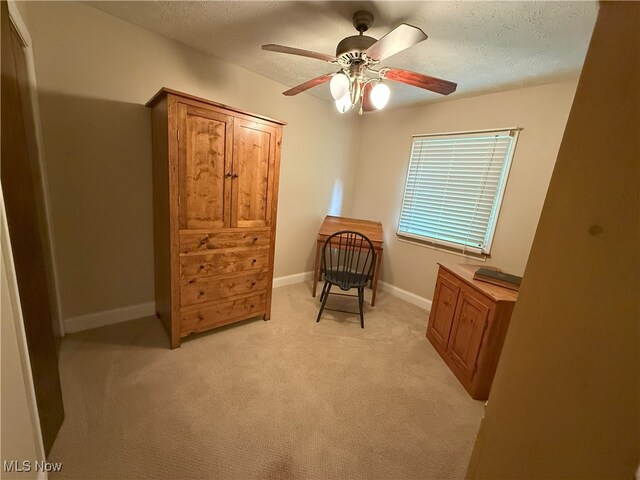 4901 Kings Creek Rd, Weirton, WV 26062 - sitting room with a textured ceiling, ceiling fan, and light colored carpet