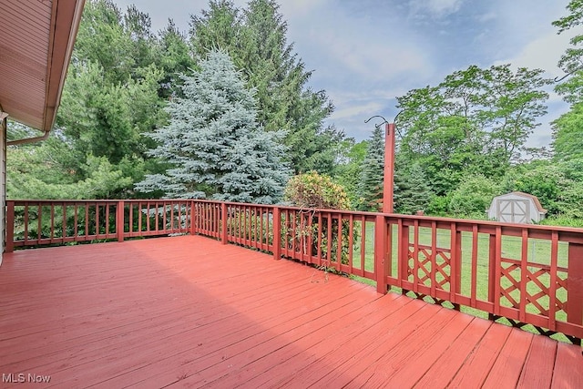4671 Milford Dr, Perry, OH 44081 - wooden deck with a storage shed