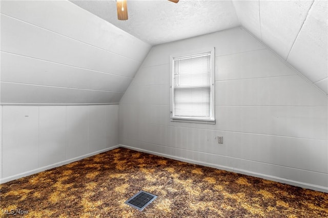 120 Palmetto Ave, Bedford, OH 44146 - bonus room with lofted ceiling, ceiling fan, a textured ceiling, and carpet floors