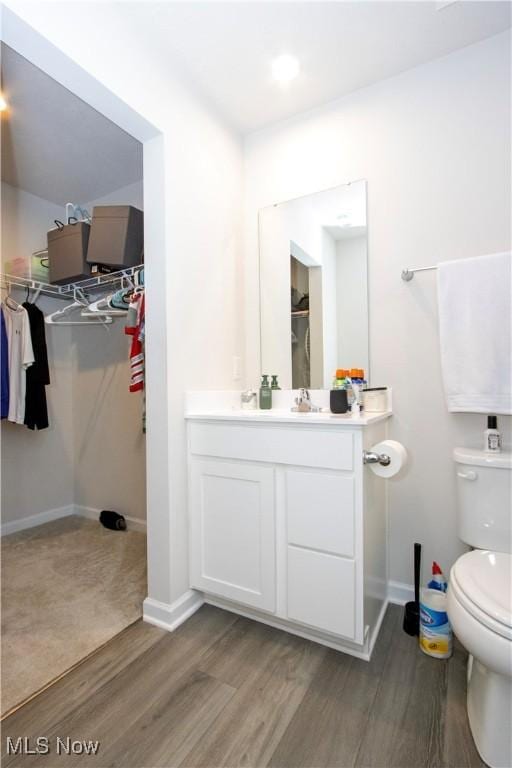 393 Slate Rdg, Barberton, OH 44203 - bathroom with vanity, wood finished floors, and a spacious closet