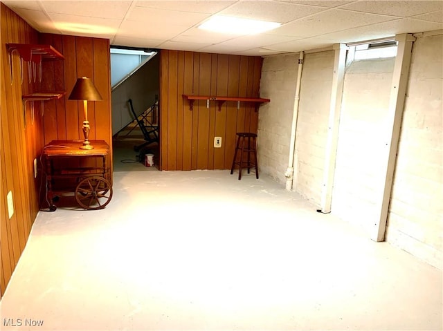 21437 Hillsdale Ave, Fairview Park, OH 44126 - below grade area featuring wood walls and a paneled ceiling