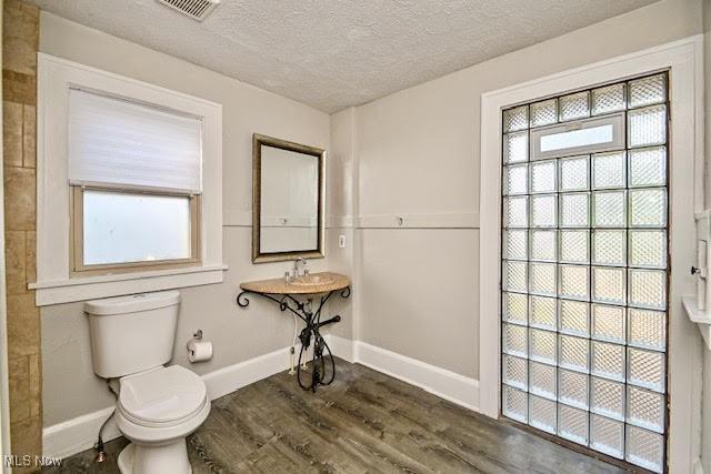 608 Columbus Ave NW, Canton, OH 44708 - bathroom with a textured ceiling, wood finished floors, and healthy amount of natural light