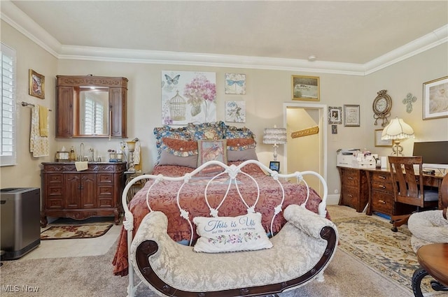 3571 Greenwich Rd, Barberton, OH 44203 - bedroom with crown molding and light carpet