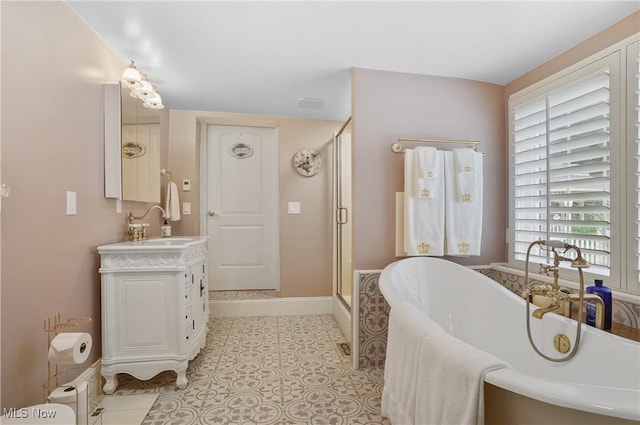 3571 Greenwich Rd, Barberton, OH 44203 - bathroom with vanity, a shower stall, and a soaking tub