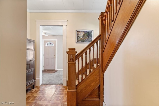 811 E High Ave, New Philadelphia, OH 44663 - foyer with stairway and crown molding