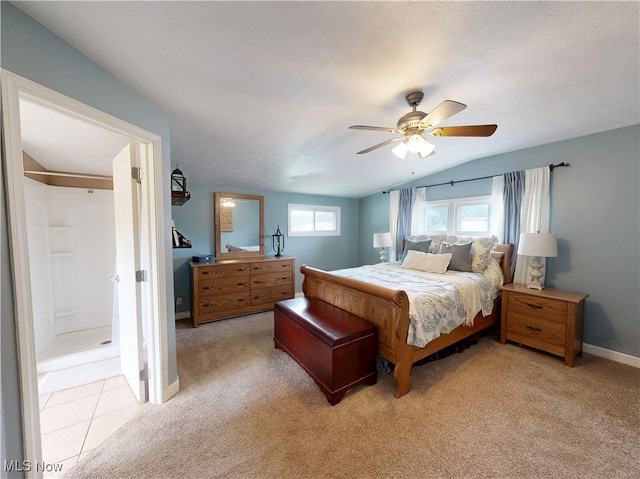 4982 14th St SW, Canton, OH 44710 - bedroom featuring light colored carpet, lofted ceiling, and ceiling fan