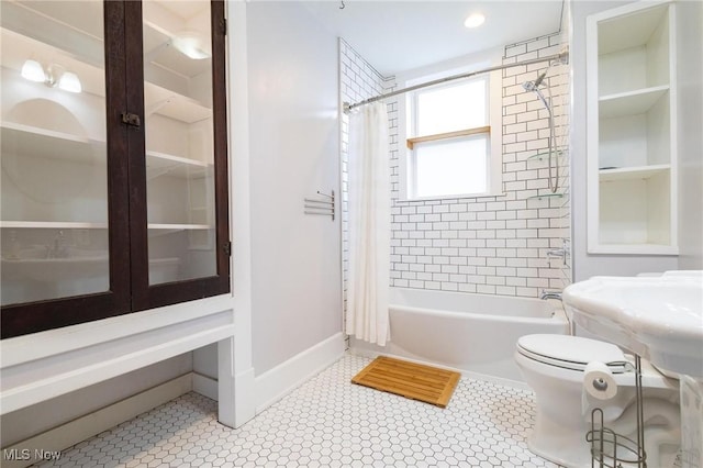 719 N 3rd St, Toronto, OH 43964 - full bathroom with shower / bath combination with curtain and tile patterned floors