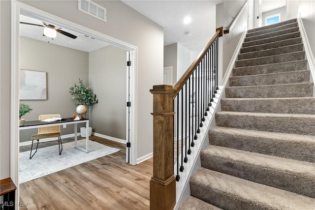 23563 Rebecca Ln, Columbia Station, OH 44028 - stairs featuring wood finished floors and ceiling fan