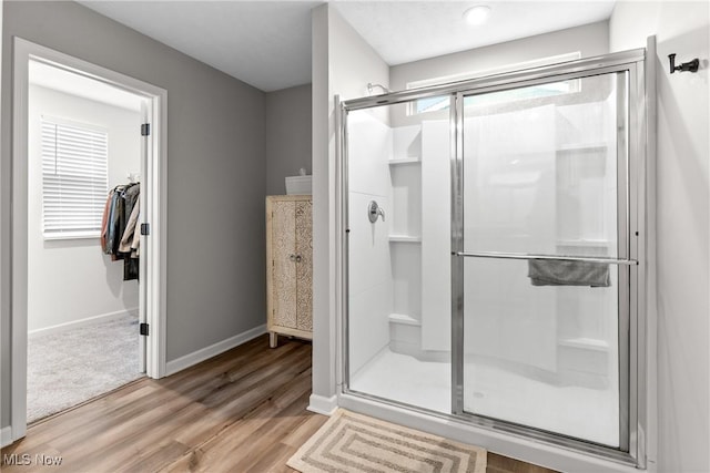 23563 Rebecca Ln, Columbia Station, OH 44028 - full bath with a shower stall, wood finished floors, and a spacious closet