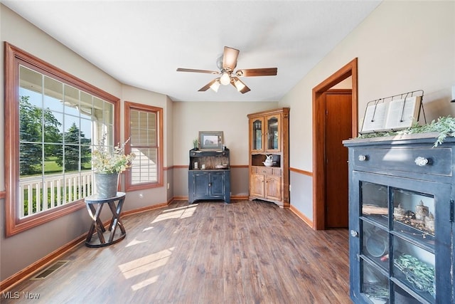 2896 Highview Cir NW, Dellroy, OH 44620 - dining room featuring wood finished floors and ceiling fan