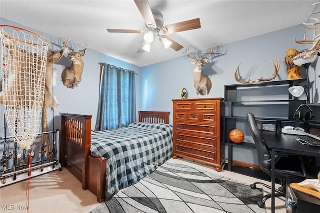 2896 Highview Cir NW, Dellroy, OH 44620 - bedroom featuring a textured ceiling, ceiling fan, and an office area