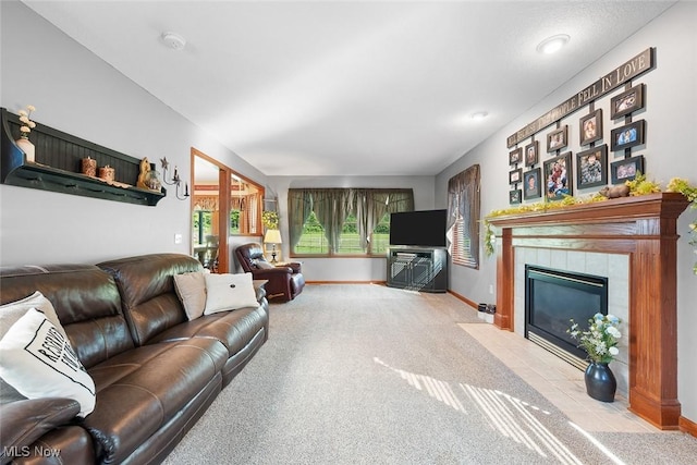 2896 Highview Cir NW, Dellroy, OH 44620 - living room with carpet flooring and a fireplace