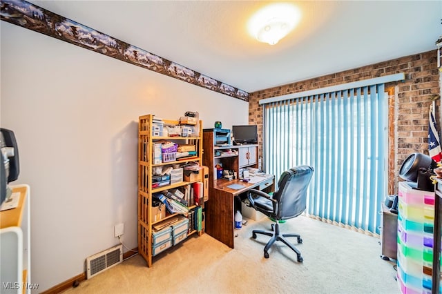 24270 Glenforest Rd, Euclid, OH 44123 - office area featuring carpet flooring and brick wall