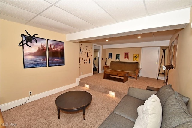 8025 Wadsworth Rd, Wadsworth, OH 44281 - living room with carpet, recessed lighting, and a paneled ceiling