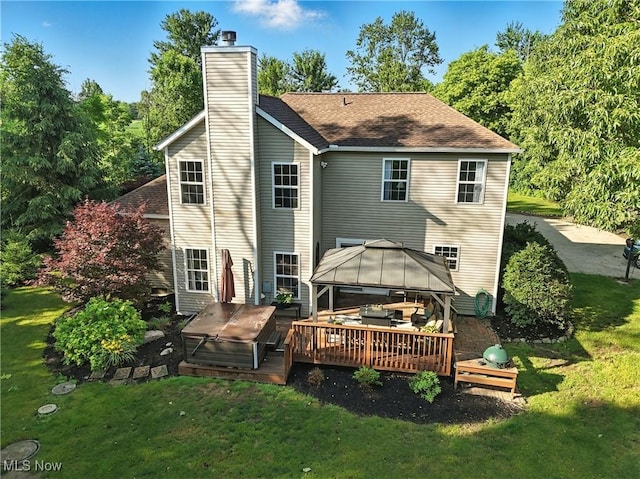 8025 Wadsworth Rd, Wadsworth, OH 44281 - rear view of property featuring a gazebo, a lawn, and a wooden deck